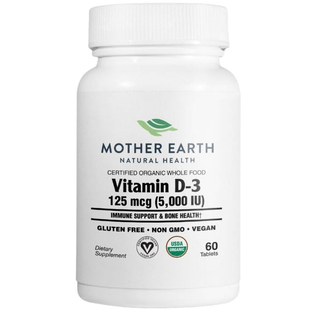 Mother Earth Supplements Organic Whole Food Vitamin D3 125mcg, 5000iu - Tablets