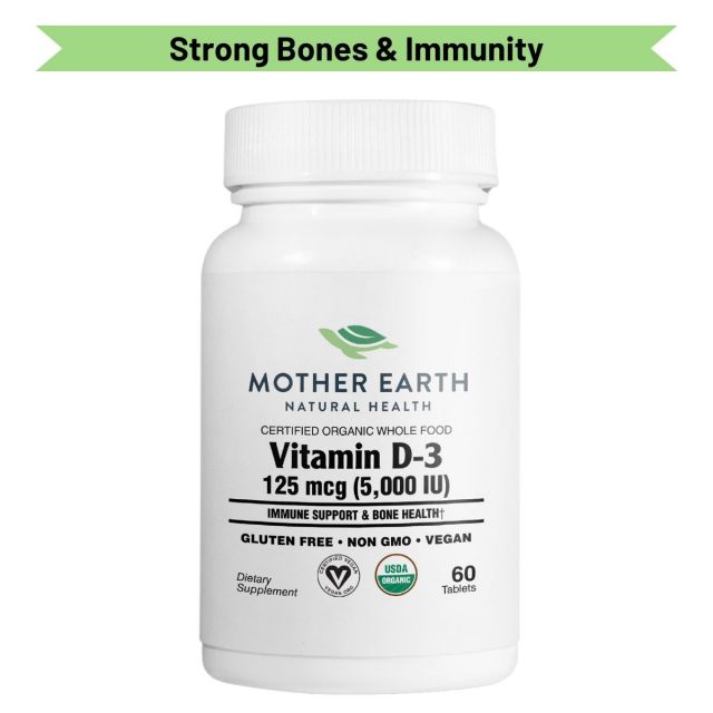 Mother Earth Supplements Organic Whole Food Vitamin D3 125mcg, 5000iu - Tablets