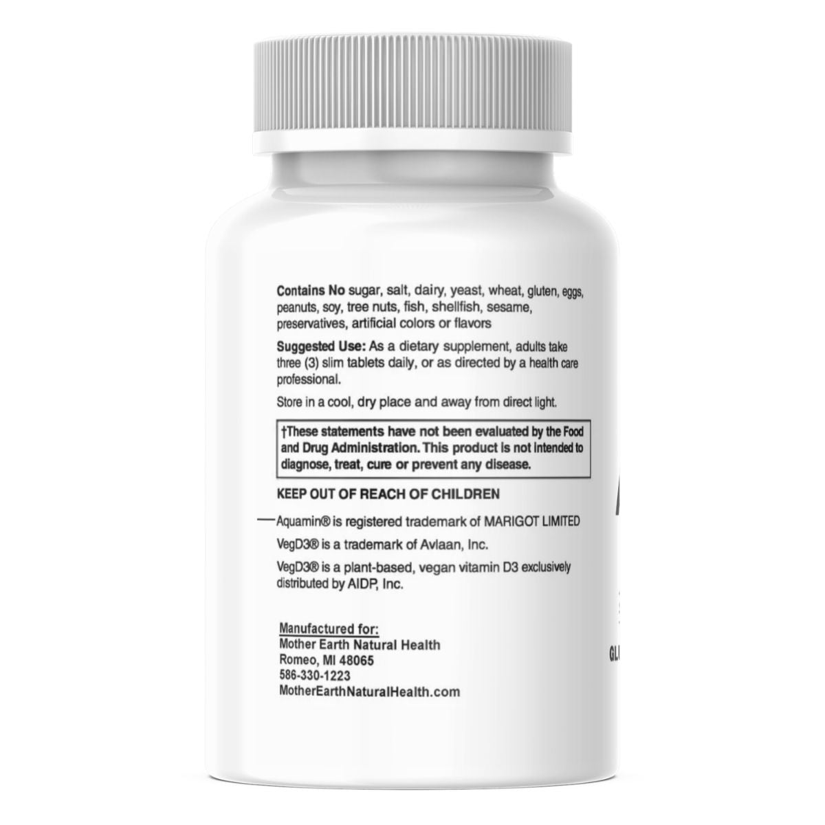 Mother Earth Supplements - Algae Based Calcium Slim Tabs 90ct