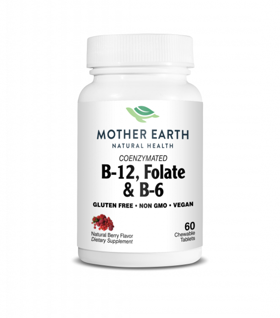 Mother Earth Supplements Coenzymated B-12, Folate & B-6 - Chewable Tablets