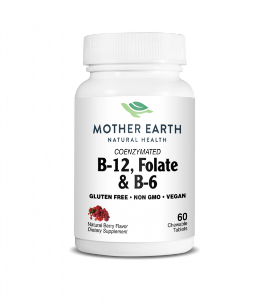 Mother Earth Supplements Coenzymated B-12, Folate & B-6 - Chewable Tablets