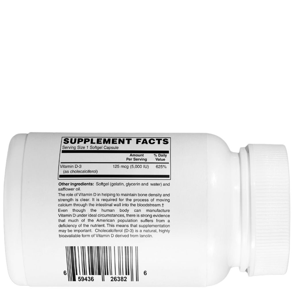 Mother Earth Supplements Vitamin D3 125mcg, 5000iu - Softgels