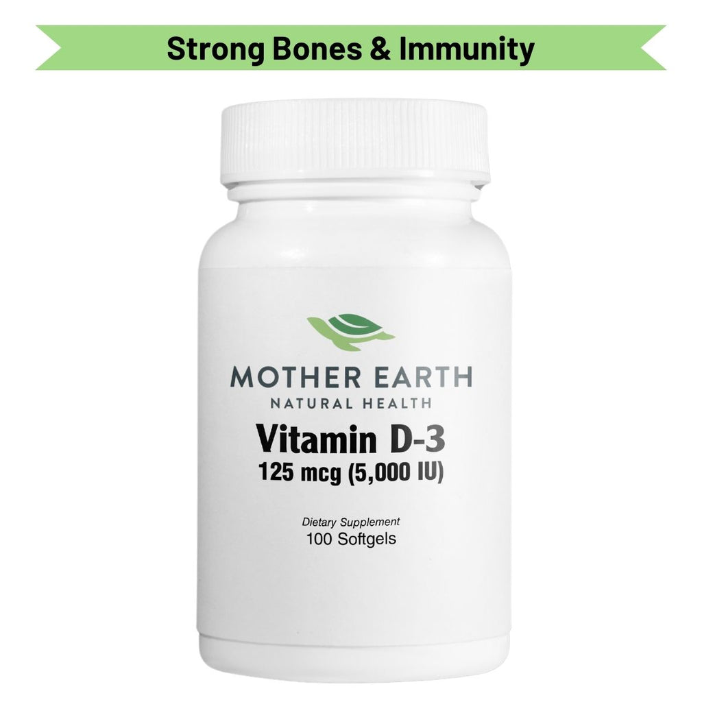 Mother Earth Supplements Vitamin D3 125mcg, 5000iu - Softgels