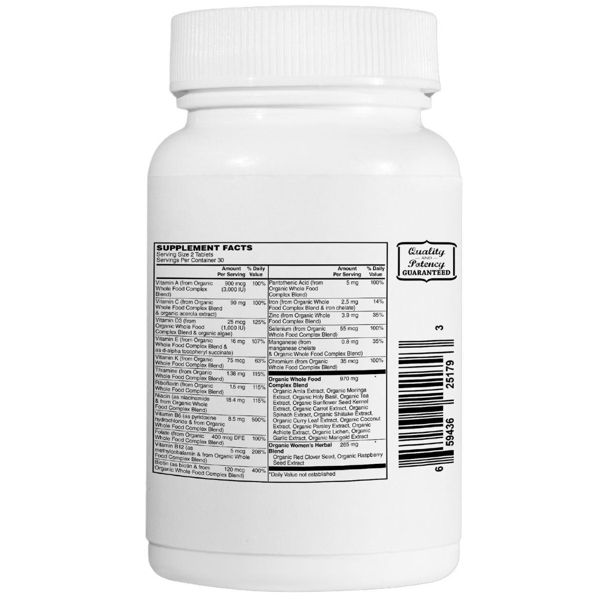 Mother Earth Supplements Organic Whole Food Women's Multi Vitamin - Tablets