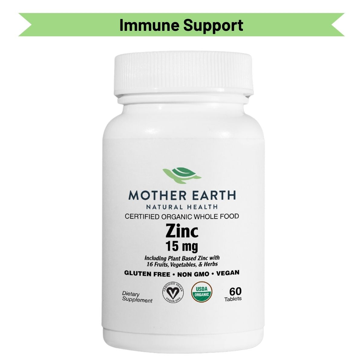 Mother Earth Supplements Organic Whole Food Zinc 15mg - Tablets