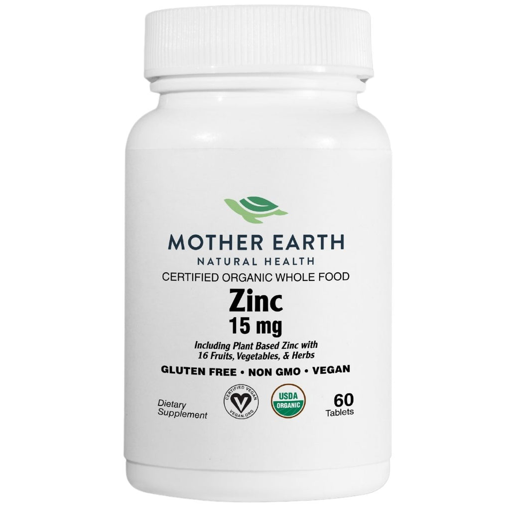 Mother Earth Supplements Organic Whole Food Zinc 15mg - Tablets
