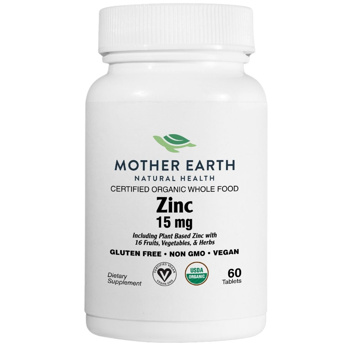 Mother Earth Supplements Organic Whole Food Zinc 15mg - Tablets