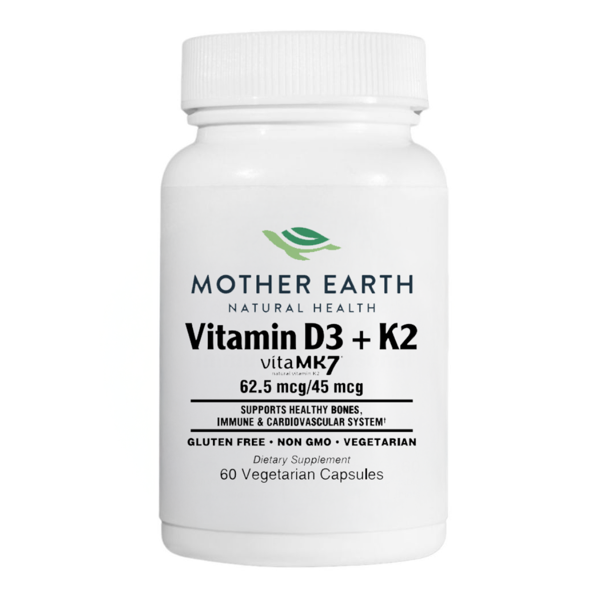 Mother Earth Natural Health – Vitamin D3+K2 62.5mcg/45mcg 60ct
