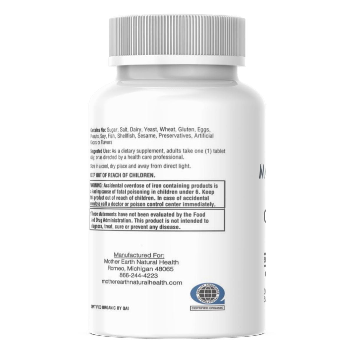 Mother Earth Supplements Organic Women’s Once Daily Multivitamin Tablets
